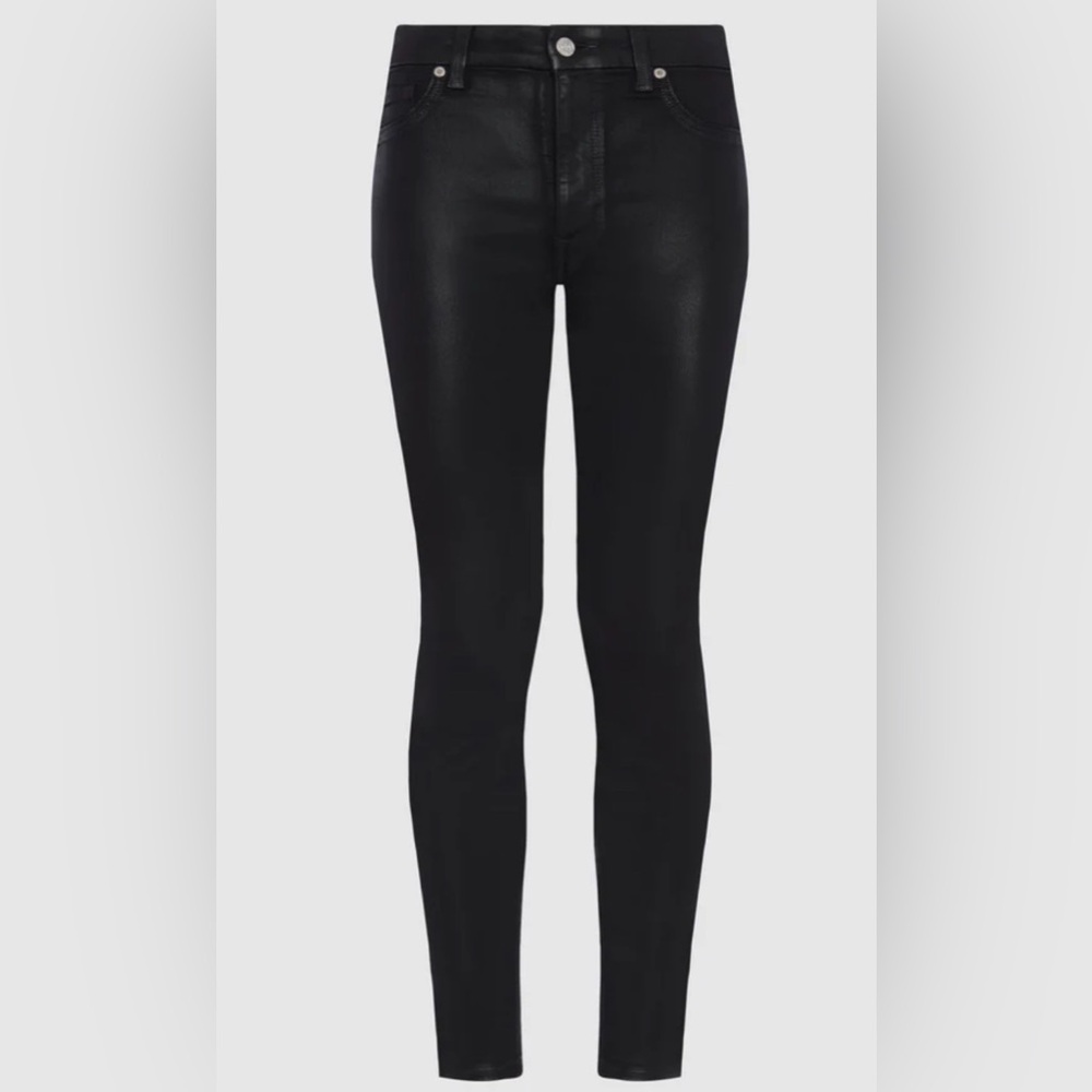 7 for All Mankind B(AIR) HIGH WAIST ANKLE SKINNY in waxed Black. Size 28.